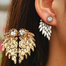 Beautiful Retro Angel Wings Feather Sparkle Crystal Stud Earrings