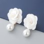 Beautiful Fashion White Flower & White Pearl Earrings