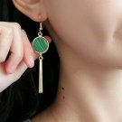 Beautiful Fashion Long Malachite Look Metal Tassel Dangle Earrings