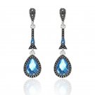 Unique Beautiful Vintage Blue CZ Dangle Earrings