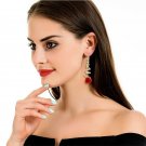 Valentine Special! Victorian Era 3-Dimensional Red Rose With CZ Dangle Earrings Valentine Special! Victorian Era 3-Dimensional Red Rose With CZ Dangle Earrings
