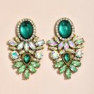 Stunning Big & Bold Design Dark Green & AB Clear Color Crystal Earrings Stunning Big & Bold Design Dark Green & AB Clear Color Crystal Earrings