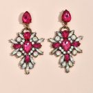 Exquisite Glitter Rose & AB Clear Crystal Cascade Earrings