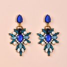 Exquisite Dark & Light Blue Crystal with Pearls Cascade Earrings Exquisite Dark & Light Blue Crystal with Pearls Cascade Earrings
