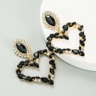 Beautiful Big & Bold Retro Fashion Black Heart Rhinestone Dangle Earring Beautiful Big & Bold Retro Fashion Black Heart Rhinestone Dangle Earring