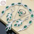 Stunning 4 pc 925 Sterling Silver Leaves Set-select GREEN or BLUE-8 ring size Stunning 4 pc 925 Sterling Silver Leaves Set-select GREEN or BLUE-8 ring size