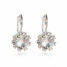 Leverback Clear Classic Round Crystal Earrings-Look Like Real Diamonds