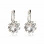 Leverback Clear Classic Round Crystal Earrings-Look Like Real Diamonds