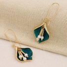 Beautiful Fashion Modern Drop Pearls Flower Earrings-Sea Green