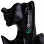 Beautiful Long Upscale Modern Green Crystal Dangle Earrings