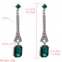Beautiful Long Upscale Modern Green Crystal Dangle Earrings