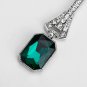 Beautiful Long Upscale Modern Green Crystal Dangle Earrings