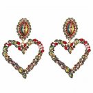 Big & Bold Fashion Retro Rainbow Heart Crystal Dangle Earrings-Red Big & Bold Fashion Retro Rainbow Heart Crystal Dangle Earrings-Red