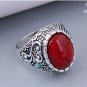 Beautiful Handmade Red Turquoise Classic Unisex Tibetan Silver Ring - 4 sizes
