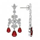925 STERLING SILVER RUBY COLOR CZ RED CHANDELIER EARRINGS 925 STERLING SILVER RUBY COLOR CZ RED CHANDELIER EARRINGS