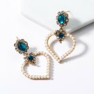 Beautiful Victorian Era Pearl Heart With Blue Lucite Earrings