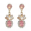 Beautiful Fashion Victorian Era Pink Color Crystal Flower Earrings Beautiful Fashion Victorian Era Pink Color Crystal Flower Earrings