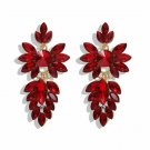 Big Flamboyant Bohemian Cascade Crystal Earrings - Red