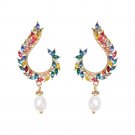 Super Fairy Rainbow Color Crystal With Pearl Earrings