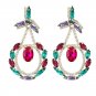 Large Beautiful Bohemian Multicolor Unique Crystal Dangle Earrings