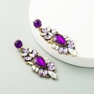 Beautiful Fashion Bohemian Purple & Clear Long Crystal Earrings