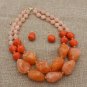 Magnificent & Massive Agate Orange Chunks Necklace & Earrings Set