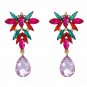Beautiful Multilayer Spectacular Flower Drop Shape Crystal Earrings-Multi