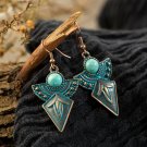 Beautiful Bohemian Fashion Vintage Handmade Carved Ethnic Turquoise Earrings