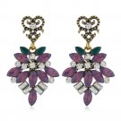 Beautiful Fashion Retro Purple Floral Design Rhinestone Earrings Beautiful Fashion Retro Purple Floral Design Rhinestone Earrings