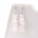Beautiful Handmade Natural Light Pink Quartz Stone Dangle Earrings