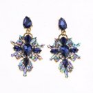 Exquisite Glitter Dark Blue & AB Clear Crystal Cascade Earrings