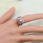 4 pc 925 Sterling Silver Unique Flower Multicolor Stones - 8 or 9 ring size