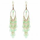Breathtaking Bohemian 5" Long Unique Bead Tassel Chandelier Earrings-Green