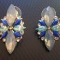 Extravagant & Unique Blue Marquise Shape Crystal Flower Earrings