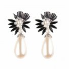 Dramatic Baroque Black Crystal & White Pearl Dangle Earrings Dramatic Baroque Black Crystal & White Pearl Dangle Earrings