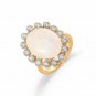 Stunning Baroque Oval Opal Index Finger Ring With CZ Around Center Stone