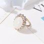 Stunning Baroque Oval Opal Index Finger Ring With CZ Around Center Stone