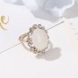 Stunning Baroque Oval Opal Index Finger Ring With CZ Around Center Stone
