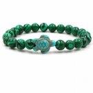Unique Natural Energy Stone Healing Malachite With Blue Turtle Bracelet