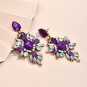 Exquisite Glitter Dark Purple & AB Clear Crystal Cascade Earrings
