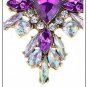 Exquisite Glitter Dark Purple & AB Clear Crystal Cascade Earrings