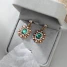 Beautiful Fashion Vintage Pearl & Crystal Earrings - Green