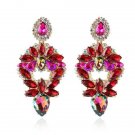 Sensational Red/Hot Pink Marquise Shaped Crystal Cascade Glitter Earrings