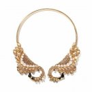 18k GP Magnificent Golden Peacock Choker Necklace with Crystal & Pearls 18k GP Magnificent Golden Peacock Choker Necklace with Crystal & Pearls