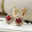 Classic "Hot Moon River" Golden Tone Leverback Hot Pink Crystal Earrings