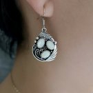 Beautiful Fashion Luxury Retro Leaf White Opal Stone Hook Earrings Beautiful Fashion Luxury Retro Leaf White Opal Stone Hook Earrings