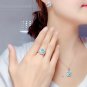 Magnificent Blue Topaz Adjustable Ring Pendant Earring Chain Set