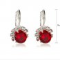 Leverback Ruby Red Classic Round Crystal Earrings-Look Like Real Stones