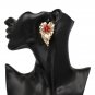 Beautiful & Bold Red Rhinestone Large Gold Heart-shaped Bohemian Earrings