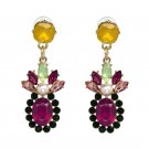 Beautiful Fashion Victorian Era Purple Color Crystal Flower Earrings